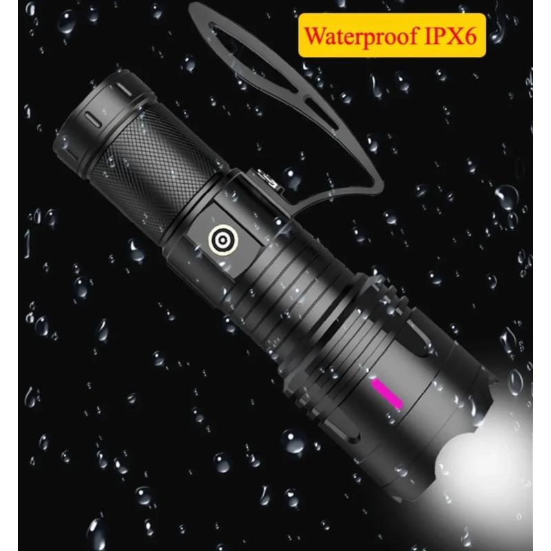 20000LM High Power LED Flashlight Built-in Battery Aluminum Alloy Camping Night Fishing Torch Power Bank Zoomable Hand Lantern