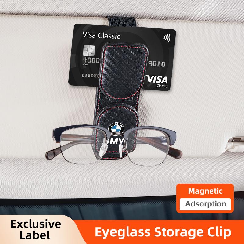 Double Clip Sunglasses Holder Magnetic Leather Glasses Storage For BMW E62 X3 X1 G11 M E93 G05 X5 X6 E90 X4 G20 E30 F30 F40 F10 CS1