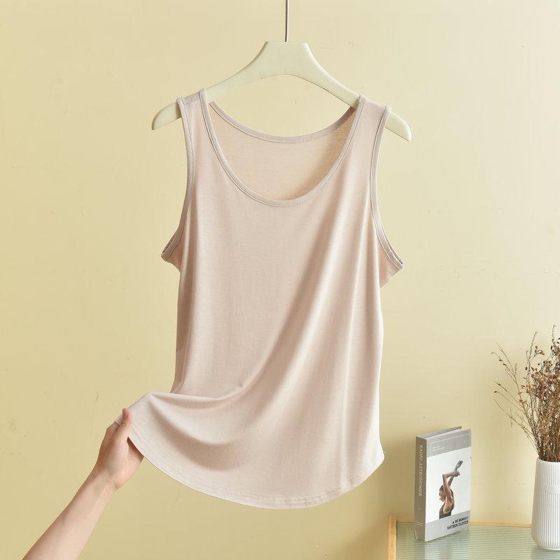 Майки из модала с круглым вырезом от XL до 6XL, летняя женская майка, тонкая свободная футболка без рукавов, однотонная футболка, большой размер