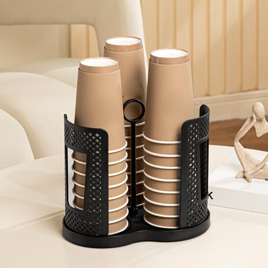 Держатель для бумажных стаканчиков, вращающийся поднос, диспенсер для хранения стаканчиков с 3 отделениями, пластиковый органайзер для кофейных стаканчиков для столешниц, кухонный кофе