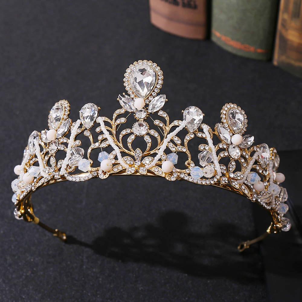 New Bridal Crown Handmade Crystal Tiara Inlaid with Diamonds Luxury Crown Wedding Tiara Accessories Headband