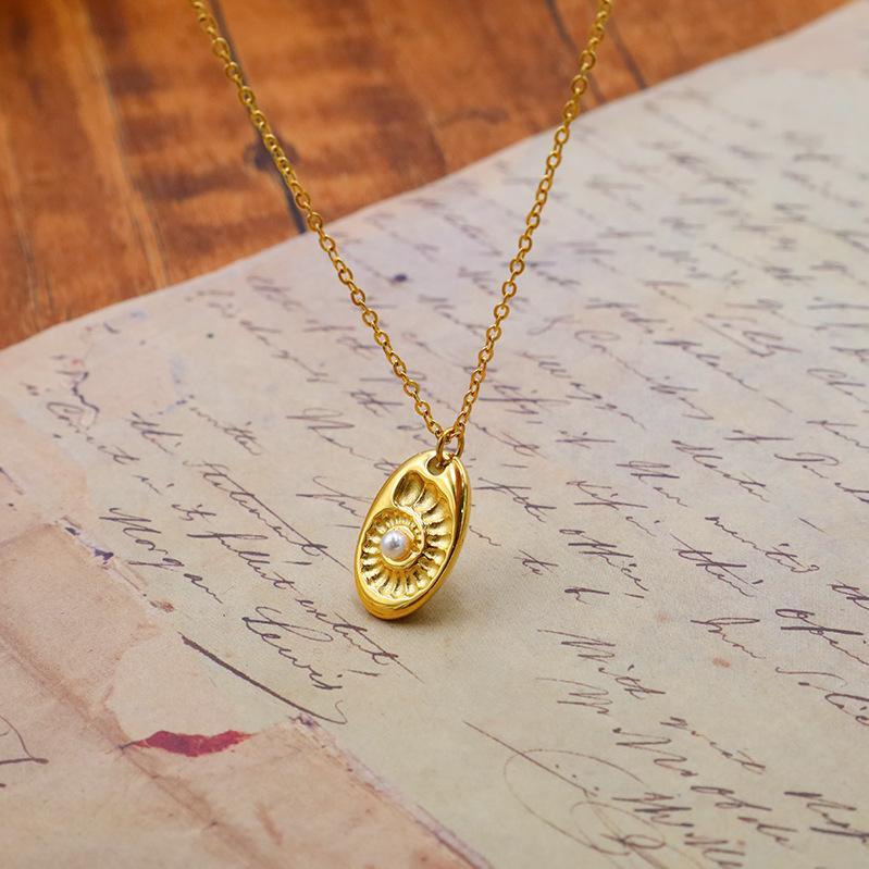 Новое нишевое ретро золотое овальное популярное украшение невыцветающее циркониевое ожерелье с подвеской женская цепочка ключичная цепочка для женщин