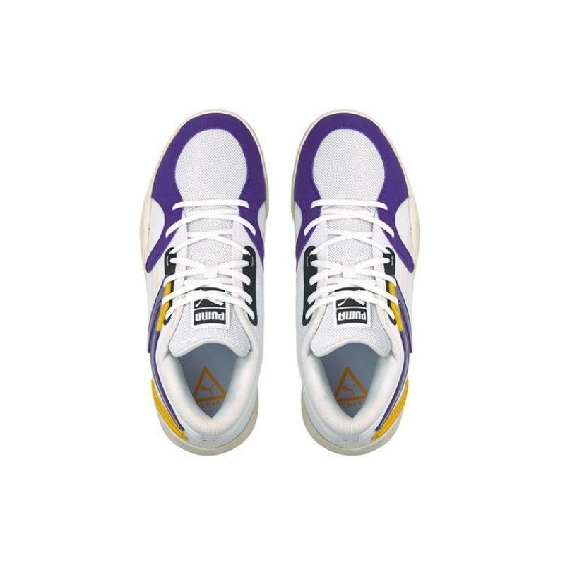 Puma Кроссовки для баскетбола Trc Blaze Court Тканевые С амортизацией Противоскользящие Унисекс Белый Фиолетовый Желтый 376582-07