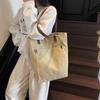 Large Capacity Tote Bag Women's Solid Color Canvas Shoulder Bag