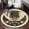 Bat Alchemy Symbol Round Crystal Velvet Rug Gothic Occult Art Decorative Floor Mat for Halloween or Dark Theme Room