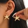 Punk Metal Starfish Stud Earrings For Women Fashion Gold Color Star Geometric Temperament Earrings Summer Zircon Gift