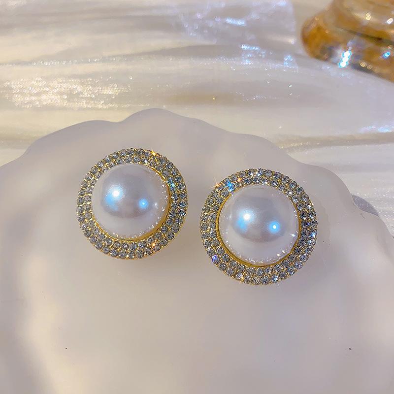 Meier French-style faux pearl earrings - women's luxury, high-end, niche earrings - s925 hot-selling alloy studs