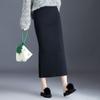 High-End Women's Autumn Winter Thickened Knitted Midi Skirt Slit Bodycon Pencil Skirt Slim-Fitting Wool Skirt