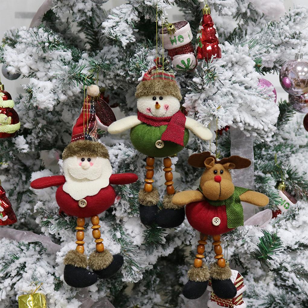 Home Office Portable Christmas Plush Doll Ornament Decorative Figure Wall Window Tree Reusable Hanging Decoration