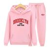 Brooklyn 1898 Printing Women Hoodies+Pants Two Piece Set Hoodies Tracksuits Jogger Pants Thick Warm Clothes