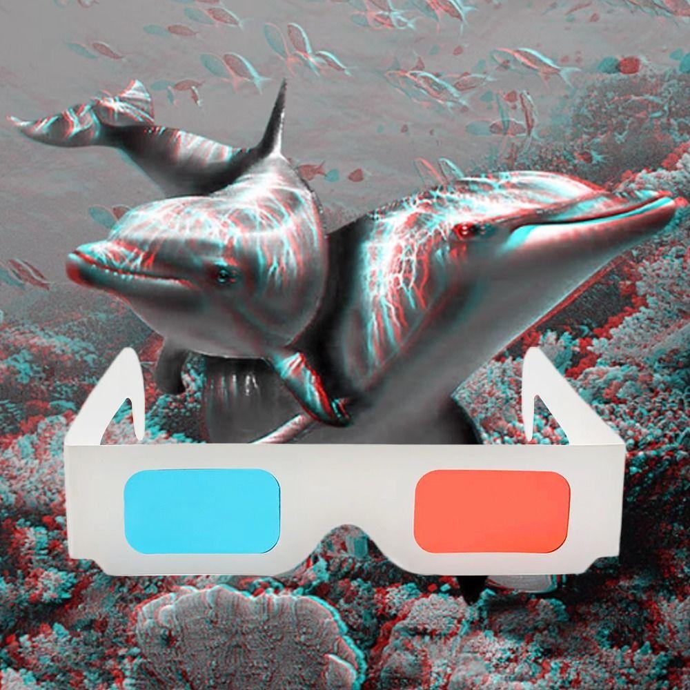 10Pcs Cyan Movie Game Glasses 3D TV Cardboard Paper Glasses Universal 3D Glasses