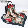 90*90cm Printed Simulated Silk Women's Square Scarf Satin Scarf Shawl Simple