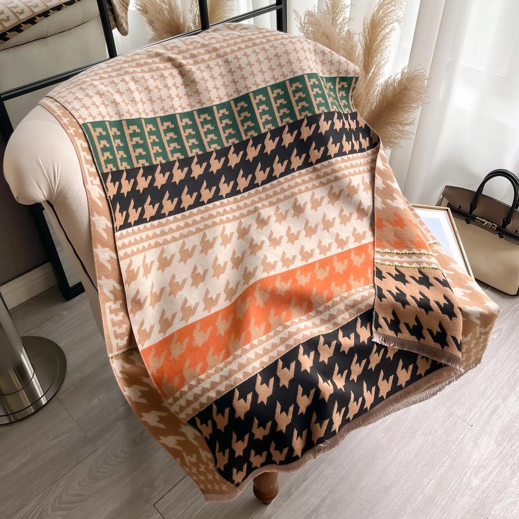 New Houndstooth Print Scarf for Women Warmer Winter Cashmere Pashmina Scarves Shawls Female Thick Blanket Wraps Foulard 2026