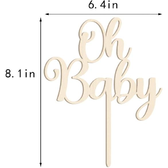 Oh Baby Cake Topper Wooden Baby Shower Cake Topper,For Rustic Theme Gender Reveal Party/baby Booth Props Party Photo Decorations