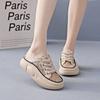 Горячие продажи высококачественных женских повседневных тапочек 2024 года, новые летние туфли на плоской подошве с цветными блоками и шнуровкой для женщин