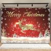 Christmas atmosphere background cloth: golden red with snowflakes Christmas tree and shiny reindeer