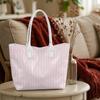 Women Pink Striped Shoulder Bag Fashion Large Capacity Casual Tote for Daily Shopping Outdoor Commute
