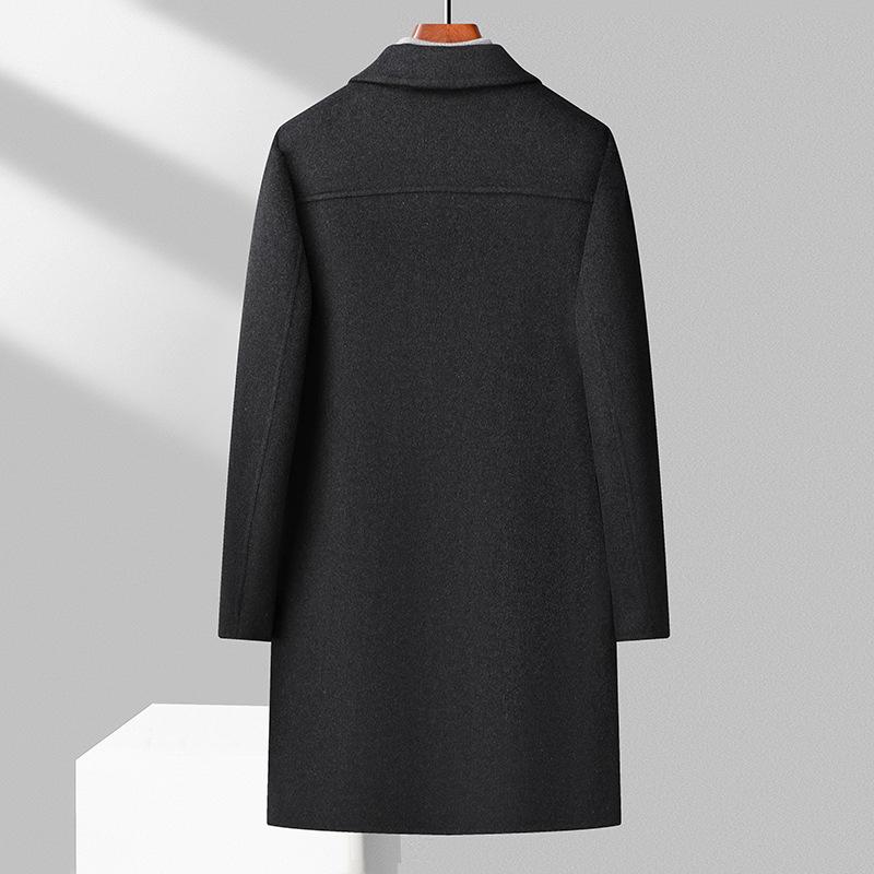 Осенне-зимнее шерстяное двухстороннее шерстяное пальто мужское чистое ручная работа длинное утолщенное пальто с лацканами мужская одежда больших размеров