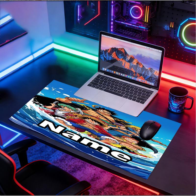 Custom Name Personalized One Piece Pattern Mousepad, Laptop PC Desk Mat, Decorative Desk Mat for Home Keyboard Pad Gift