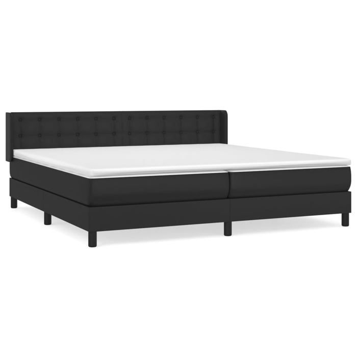 Maison Exclusive - Sommier à lattes de lit avec matelas Noir 200x200 cm Similicuir