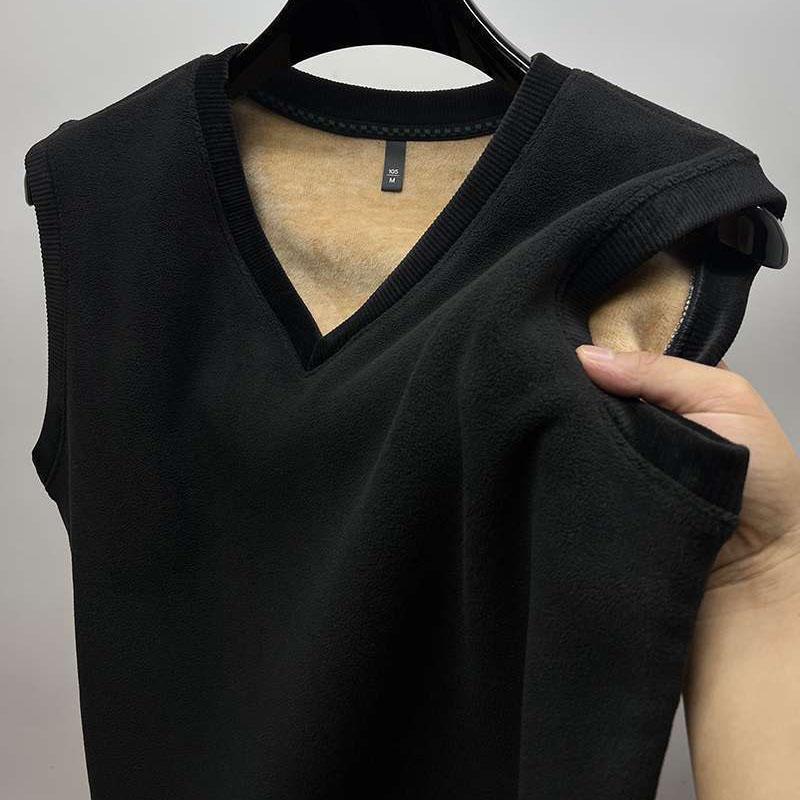 Женский утепленный жилет Зимняя майка без рукавов Двусторонний бархат Тепло Утолщенный V-образный вырез Эластичный низ Подходящий
