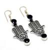 Black Spinel Gemstone 925 Silver Plated Handmade Jewelry Earring 2.08"