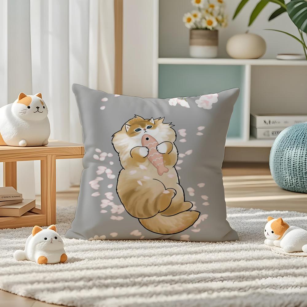 Luxury Cute mofusand cat Pillow Case Silky elegant Comfort Sofa Bed Invisible zipper