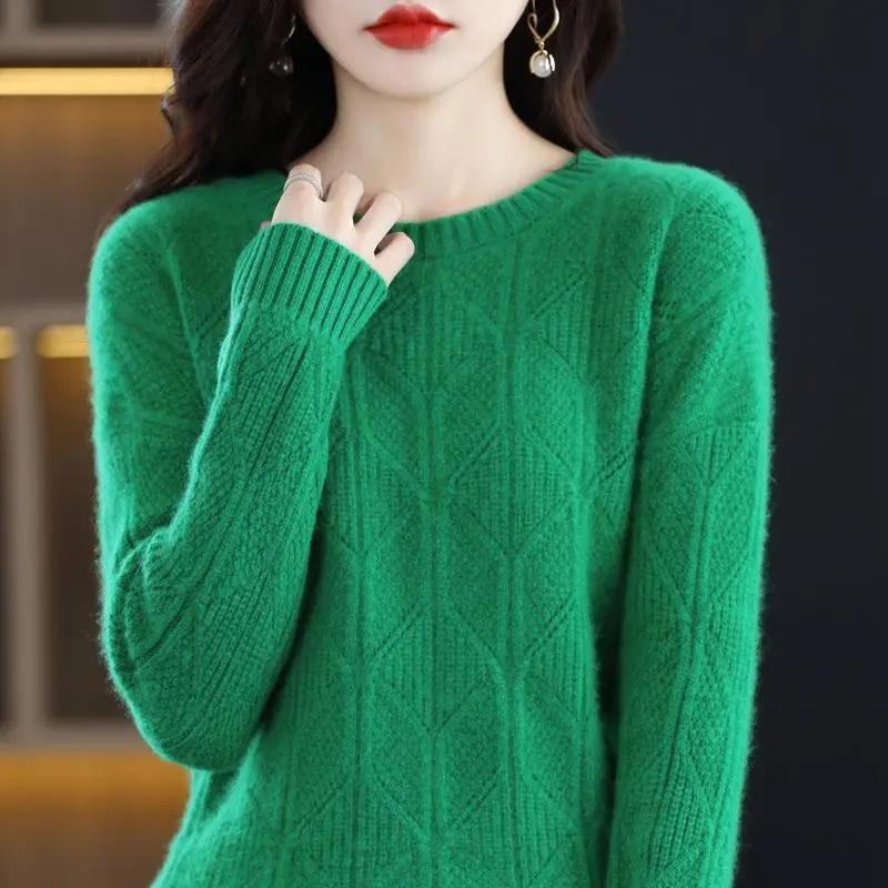 Spring Autumn O-neck Knitted Pullovers Shirt Womens Sweaters Loose Bottoming Shirt Cashmere Fashion Soft Jumper Top