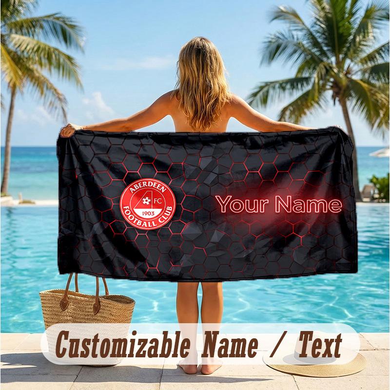 Custom Text Beach Towel, Soft Absorbent Swimming Multi-use TowelAberdeen FC