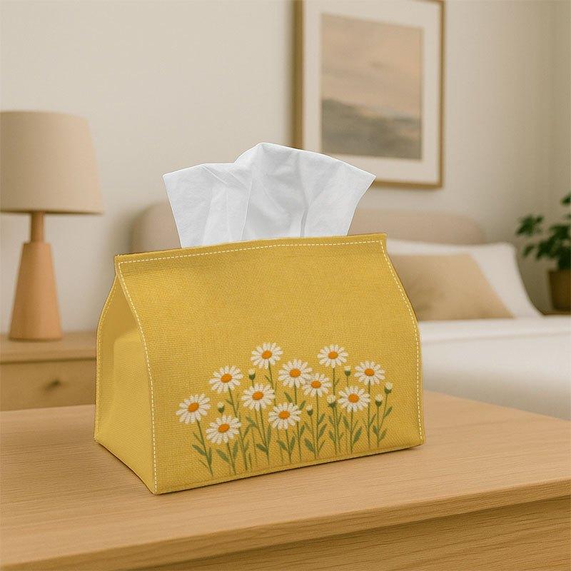 1pc Modern Minimalist Daisy Tissue Box Holder & Napkin Dispenser - Yellow Floral Decor Suitable for Home, Bedside Table, Car Organizer, Compatible wit