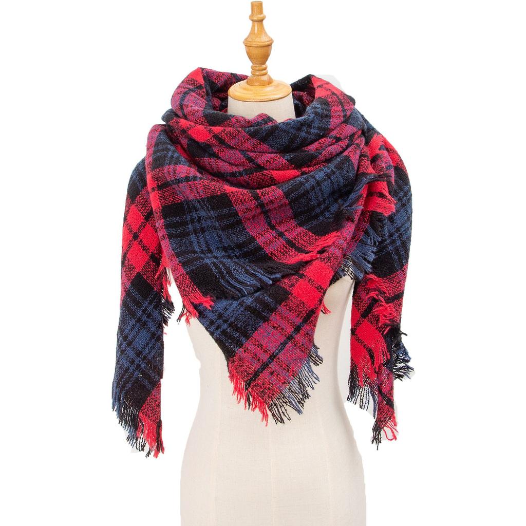 Spring Autumn Winter Shawl Ladies Plaid Triangle Scarf