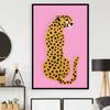 Animal Leopard Cartoon Portrait Poster Pink Print Oil Painting Wall Art Home Decoration Bedroom