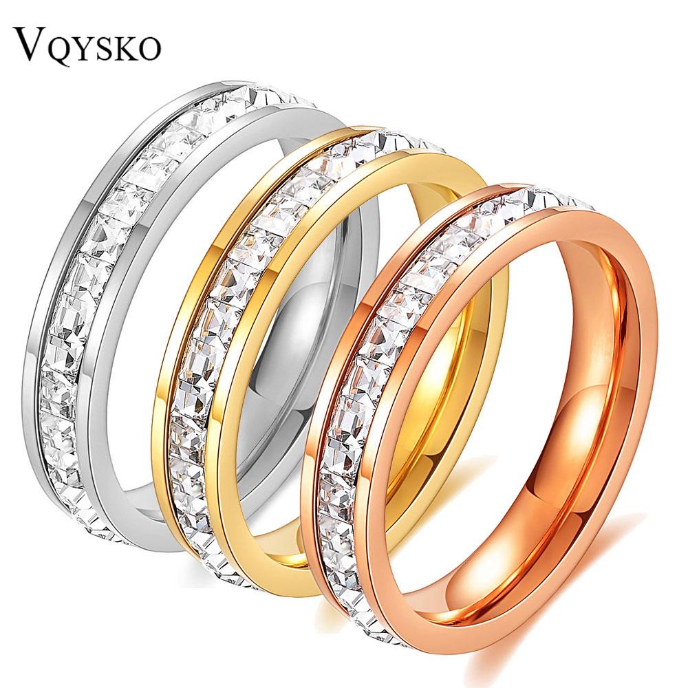 Square Zircon Stainless Steel Ring White Zircon Engagement Party Accessories Geometric Couple Custom Ring