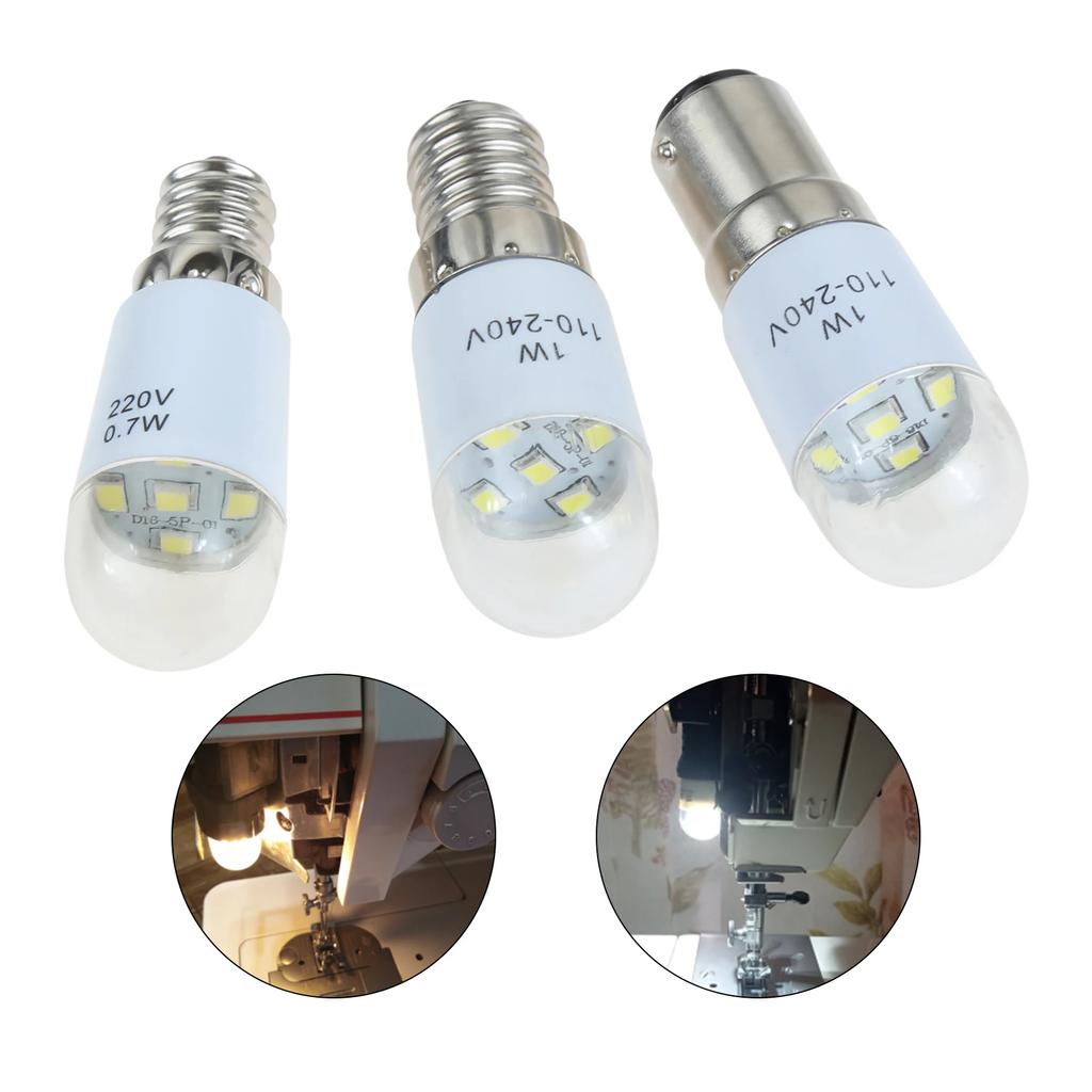 2pcs Universal Household Sewing Machine Light LED Bulb BA15D/E14/E12 110-220V 1W Illuminate Lamp Threaded /Plug-in Craft DIY