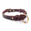 Superior Genuine Leather Braided Dog Collar Adjustable Soft Real Leather Pet Dog Training Collars with Rust-Proof Metal Hardware