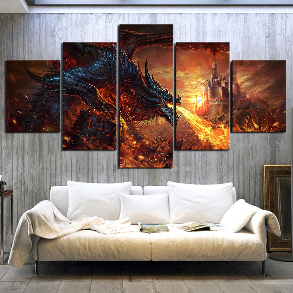 5 Piece Canvas Art Game Poster Wing Of Death Decorative Painting Living Room Picture Print Bedroom Wallpaper Home Decoration