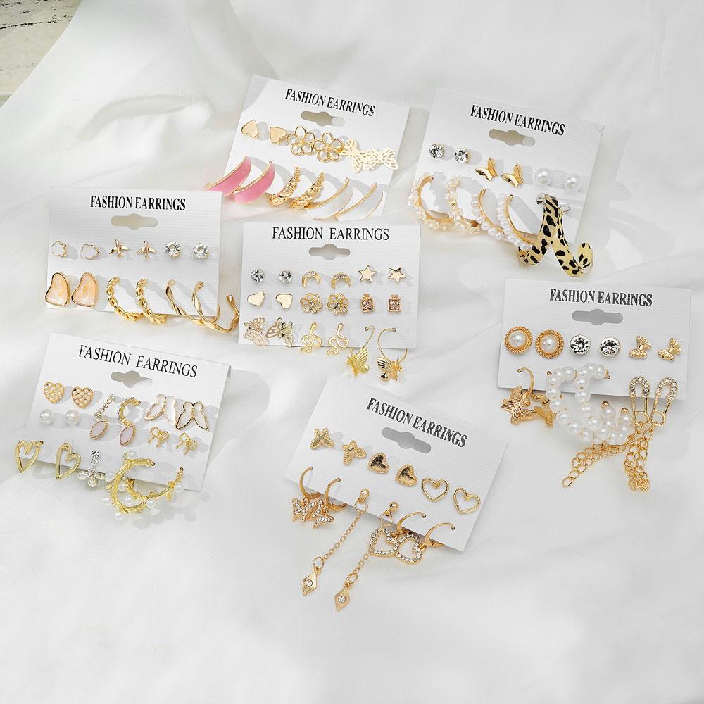 Бохо Металлические Акриловые Геометрические Серьги Набор Серьги-гвоздики Серьги-кольца Модные Ювелирные Изделия Для Женщин