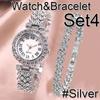 Luxury Diamond Jewelry&Watch Set For Women, Glittering Quartz Watch Bracelet Set, Crystal Necklace Earrings Ring Jewelry Festival Gifts