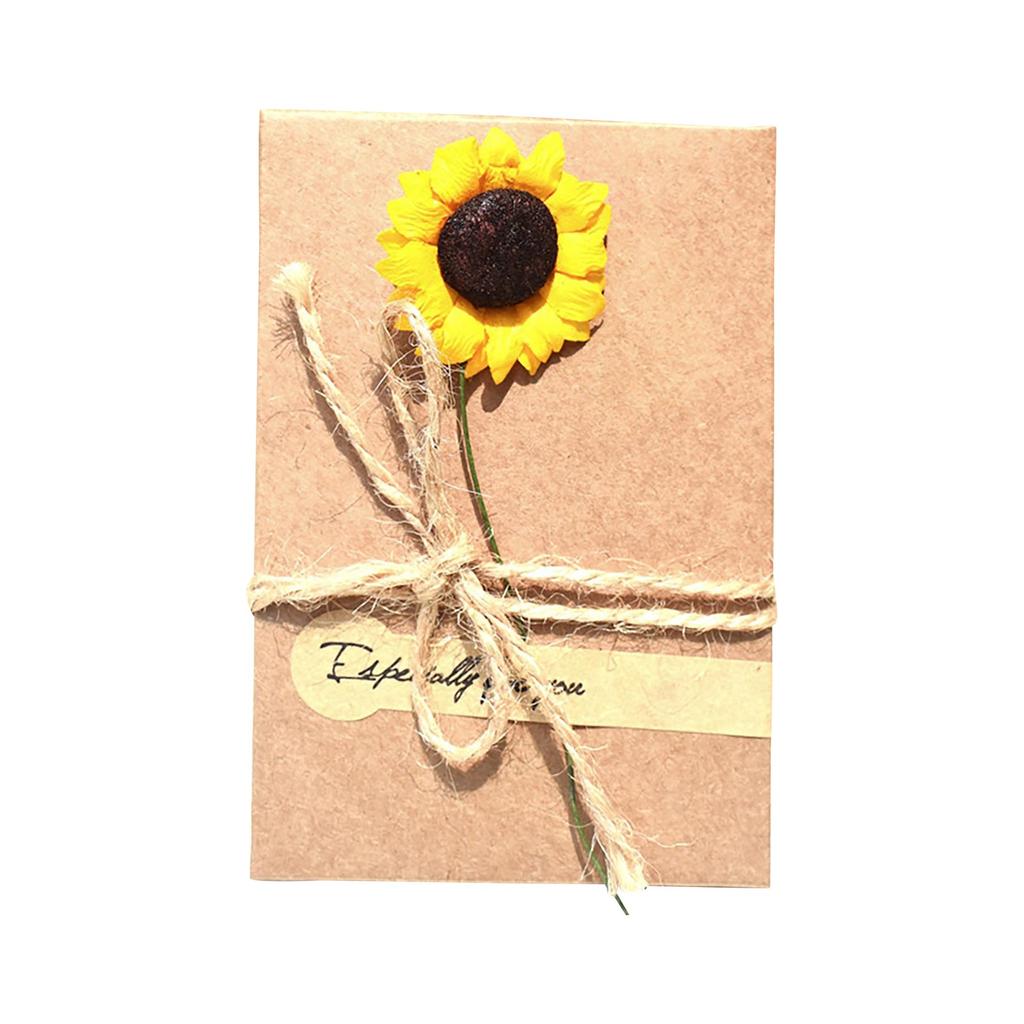 Creative DIY Cowhide Handmade Dried Flower Greeting Card Valentine's Day Teacher's Day Blessing Flower Card