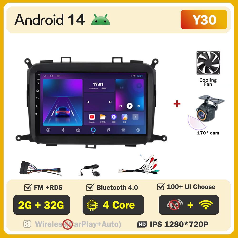 Android 14 Для Kia Carens RP 3l 2013-2019 Автомобильный Мультимедийный Видеоплеер Стерео Головное Устройство Интеллектуальные Автомобильные Системы GPS Навигация