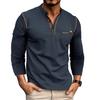 Мужские рубашки на пуговицах с длинными рукавами Хлопковые пуловеры Трикотажные футболки соответствующего цвета Пуговицы Круглый вырез Топы с нагрудными карманами Стильная повседневная мужская одежда