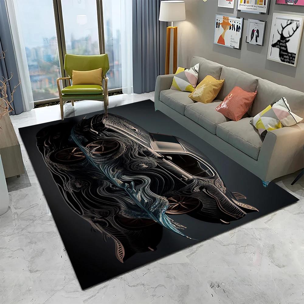 3D Future Sports Car HD Concept Car Cartoon Carpet Rug for Home Living Room Bedroom Sofa Doormat Decor,kids Non-slip Floor Mat