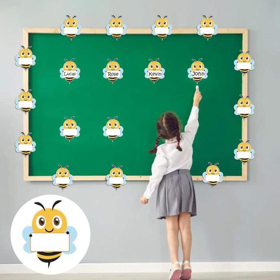 Bulletin Board Bumble Bee Cutouts Bee Shaped Paper Name Tags Student Nameplates for Classroom Cubbies Desks