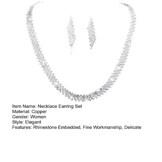 1 комплект, ожерелье невесты, элегантные, темпераментные, роскошные, благородные, изысканные, гипоаллергенные, висячие серьги со сверкающими стразами