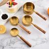 8Pcs Set Stainless Steel Measuring Cups Spoons with Wooden Handle Multifunctional Portable Measuring Tools Kitchen Accessories