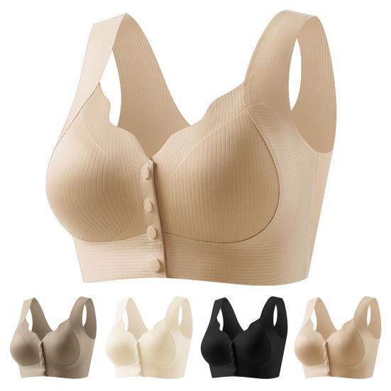 Женский бюстгальтер, бесшовный эластичный плечевой ремень, чистый цвет, беспроводная передняя застежка на пуговицах, хорошая воздухопроницаемость, высокая эластичность