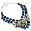 Zebra Jasper, Blue Topaz Handmade 925 Sterling Silver Gift Necklace 18" P1S23