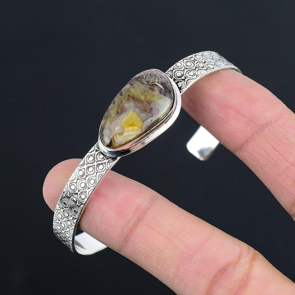 Распродажа ко Дню дружбы Серебро 925 пробы Овальный Натуральный Драконий камень Ручной работы Браслет-манжета