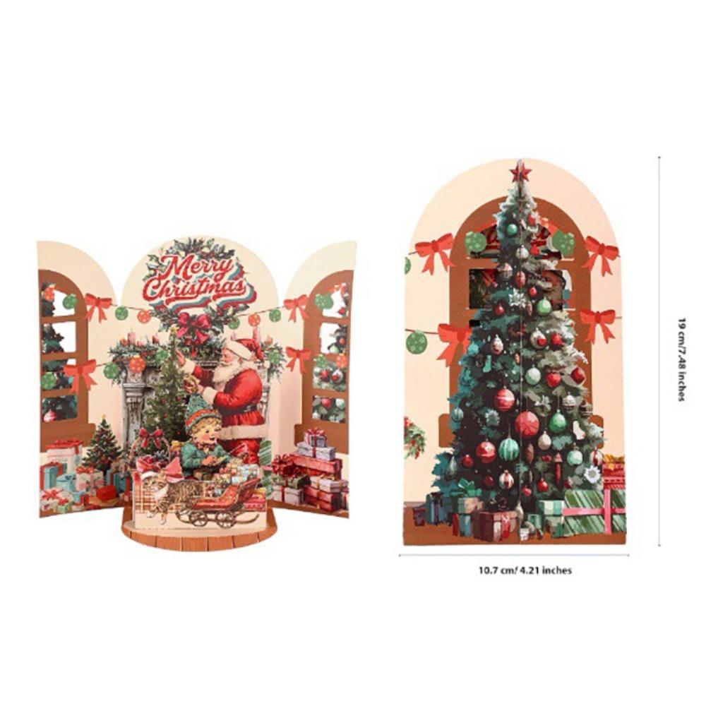Multicolor Christmas Greeting Cards Santa Xmas Tree 3D Christmas Card  Christmas Season