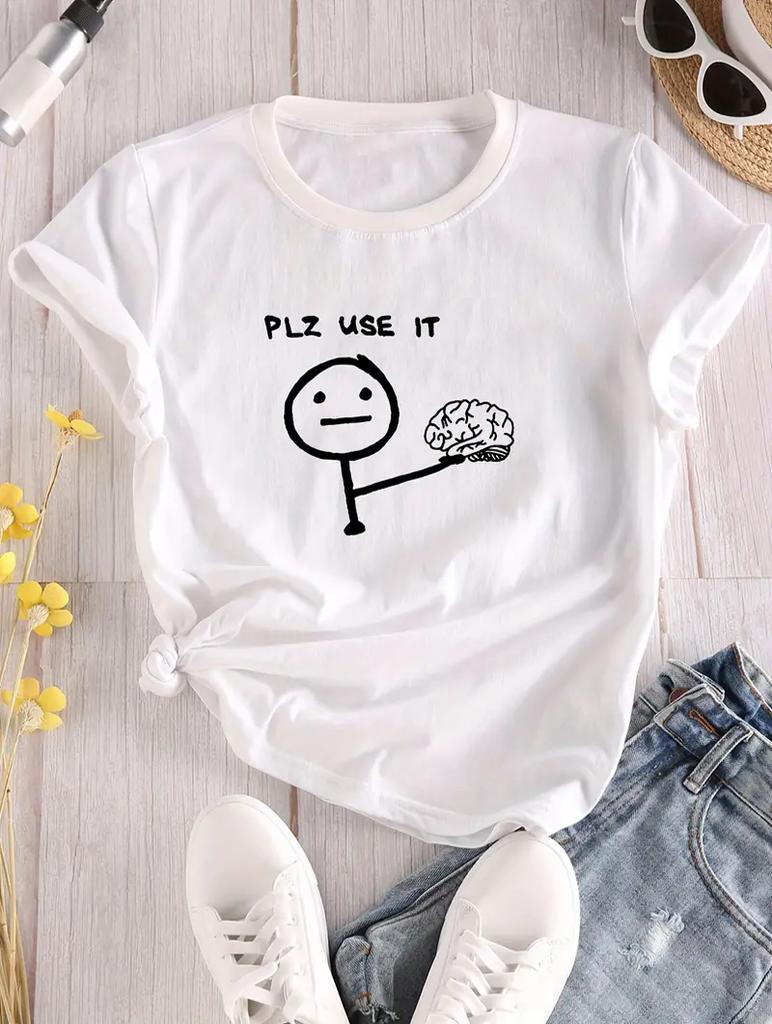 Белая хлопковая футболка свободного кроя классического дизайна для женщин